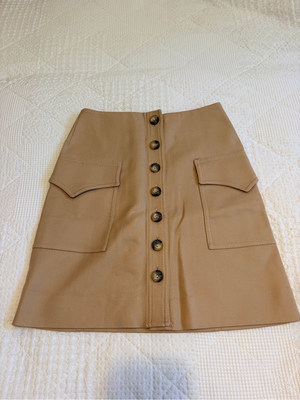 & Other Stories Structured Button-Front Tan Skirt with Pockets